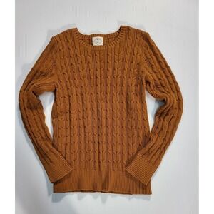 St John's Bay Cable Knit Sweater Copper Brown Long Sleeve Classic Fit L